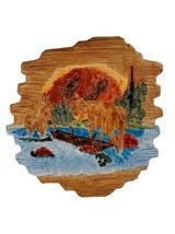 Vintage Ceramic Handpainted Wildlife Moose Wall Art Decor 3D Cast - $28.01