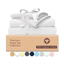 Pure White Cotton Organic Sheets Full Size  Premium Bedding  Luxurious Bed Linen - £136.01 GBP