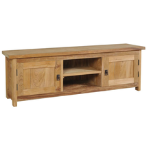 Rustic Wooden Solid Teak Wood TV Tele Stand Unit Cabinet With Open Storage Shelf - £225.89 GBP