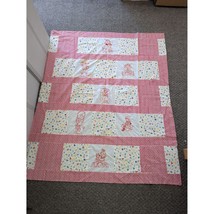 Unfinished Handmade Childrens Quilt Top Red White Embroidery &amp; Alphabet ... - $29.97