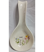 Rare Rae Dunn by Magenta Bloom Flower Ceramic Spoon Rest Kitchen Decor - £11.76 GBP