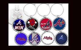 Atlanta Braves decor party wine glass cup charms markers 8 party favors - £8.59 GBP