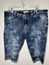 Evolution In Design Distressed Acid Wash Designer Blue Jean Shorts Size 40 - £19.33 GBP