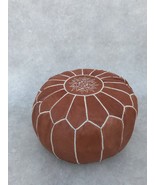 Brown Sienna Moroccan Leather Pouf Cover - $130.00+