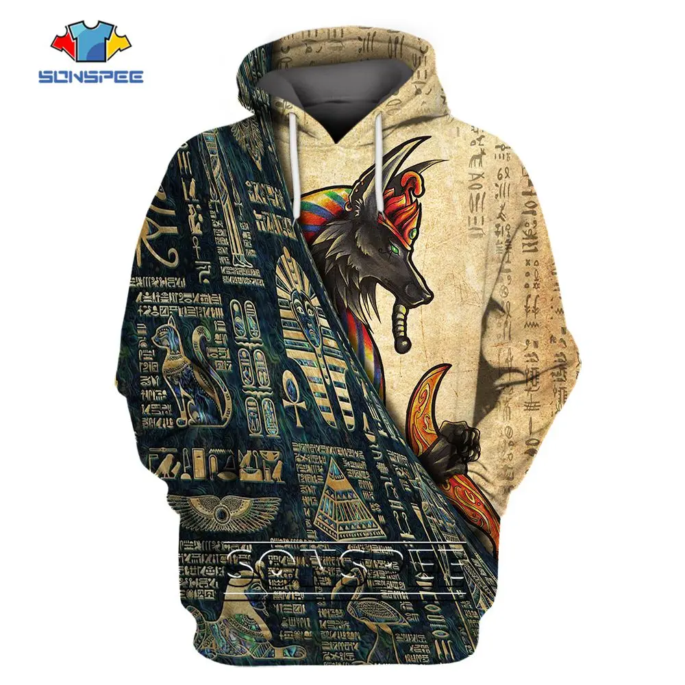 SONSPEE Ancient Egyptian Harajuku Style Hoodie 3D Printed Men Women Oversized Fa - £104.23 GBP