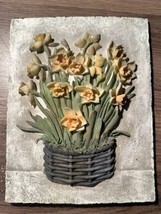 Cheri Blum Floral Wall Plaque Jonquils Tile 3d  1980&#39;s - £7.07 GBP