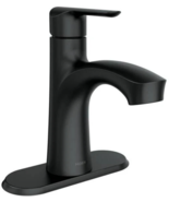 Moen Idris One-Handle Bathroom Faucet &amp; Push Down Drain 84577BL + Deckpl... - $139.42 CAD