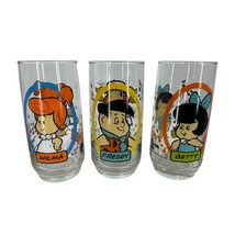 Vintage Flintstones kids glasses Betty Freddy Wilma Hanna Barbera Pizza Hut 1986 - £15.59 GBP