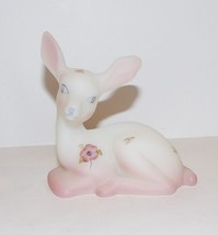 Fenton Art Glass Berries &amp; Blossoms Handpainted By S. Hart FAWN/DEER Figurine - $56.62