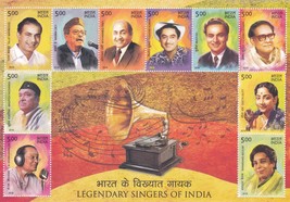 India 2016 MNH - Legendary Singers of India - Minisheet - $1.70