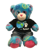 Build A Bear Baby Blue w Rainbow Peace Signs Plush with Denim Jeans Pand... - £20.96 GBP