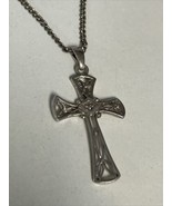 925 Sterling Silver Diamond Filigree RJ Cross 15” 925 Sterling Silver Ne... - $24.70