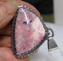 Handmade Peruvian Pink Opal Pendant Set In Sterling Silver Unique One Of A Kind - £127.89 GBP