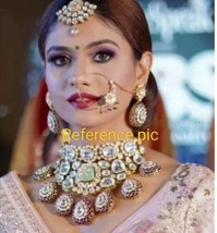 VeroniQ Trends-Bridal Big Kundan Meenakari Necklace With Ruby Color Drops-Bridal - £219.78 GBP