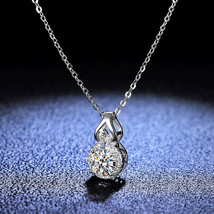 S925 Sterling Silver Necklace with Moissanite Pendant   KJ012 - £38.64 GBP