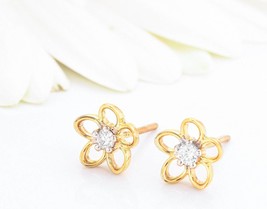 Stunning 14K Gold Ornate Spring Diamond Earrings | Elegant Jewelry Gift | Sparkl - £195.15 GBP