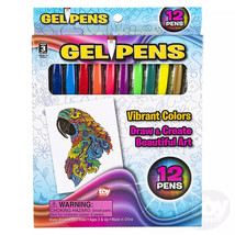 Gel Pens Set Fine Tip Assorted Vibrant Classic Colors Set of 12 Non-Washable - £6.38 GBP