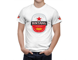 Bintang Beer Logo White Short Sleeve  T-Shirt Gift New Fashion  - £25.23 GBP
