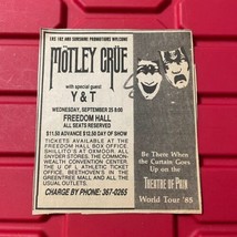Motley Crue Y And T Freedom Hall Newspaper Clipping Vintage September 1985 - $13.49