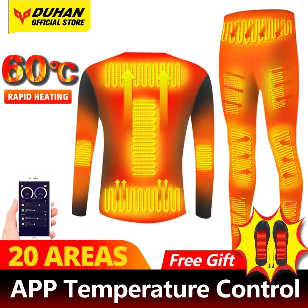 Men 20 Zone Winter Warm Heated Underwear Adjustable Temperature Electric Heating - $98.39+