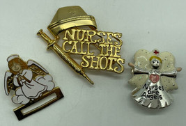 Nurses Call The Shots Pin Brooch Needle Nurse Hat Gift &amp; 2 More Nurse Pins - £9.72 GBP