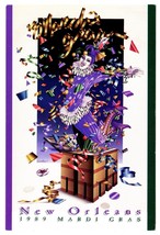 Mardi Gras New Orleans Frankie Flores Vintage 1989 Postcard Jester Art 4x6&quot; - £6.80 GBP