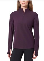 Mondetta Womens Top Purple 1/2 Zip Ribbed Thumbholes Moisture Wicking Po... - $39.99