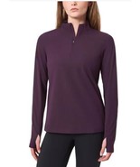 Mondetta Womens Top Purple 1/2 Zip Ribbed Thumbholes Moisture Wicking Po... - $39.99