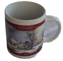 Currier &amp; Ives Coffee Mug Tea Cup Winter Holiday Snow Scene Houston Foods IL  - £10.06 GBP
