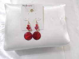 Style &amp; co. 2-1/4&quot; Gold-Tone Red Bead Dangle Drop Earrings D121 - £8.48 GBP