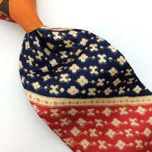 Zooby India Tie Orange Navy Handloom Block Print Silk Necktie I17-453 Vtg/Rare - £15.81 GBP