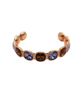 Rebecca Bangle With Square Purple and Brown Swarovski Crystals in Rose Gold - £255.63 GBP