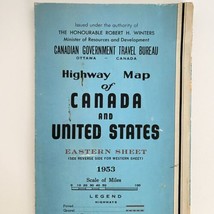 1953 Vintage Highway Map of Canada &amp; U.S. Canadian Govt Tourist Travel - $14.95