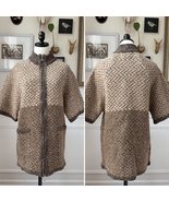 Aran Crafts 2 Way Zip 100% Wool Sweater Colorblock Tweed Half Sleeves Ir... - €46,34 EUR