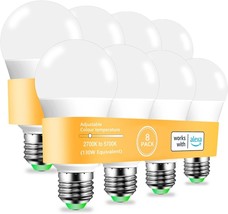 The Eight-Piece Set Of Smart Light Bulbs, A19 E26 Bluetooth Led Bulbs For - $64.93