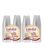 Embellish 100 Plastic Shot Glasses 2 oz, Crystal Clear Disposable Hard M... - £12.47 GBP