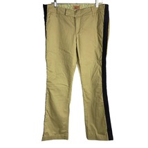Vintage 90s nobo Mid Rise Straight Leg Pants 15 Tan Button Zip Pockets Stripe - £29.18 GBP