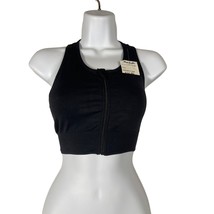 Pro Fit Seamless Black Sports Bra Womens Size Small Zip Up Front Missing Pads - £5.69 GBP