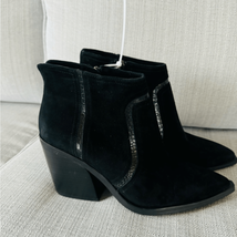 Vince Camuto Womens Granda Suede Croco Print Trim Ankle Boots, Black Siz... - $73.87