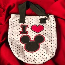Disney I Heart Mickey Tote Bag with Black Polka Dots Zipper 13&quot; X 10&quot; X ... - $9.10