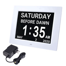 8" Al Led Day Clock Wall Alarm Time Office Home Dementia Week Date Calendar - £71.92 GBP