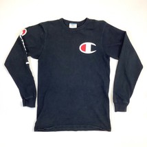 Vintage Champion Sz S White Black Crew Neck SpellOut Sweatshirt Logo Long Sleeve - £11.09 GBP