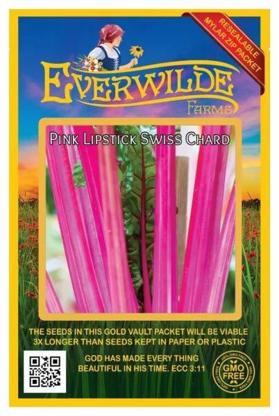 200 Pink Lipstick Swiss Chard Seeds Farms Mylar Seed Packet Fresh Garden - £6.64 GBP