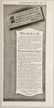 1920 Print Ad National Safety Paper Security Bank Checks La Monte New York,NY - £11.80 GBP