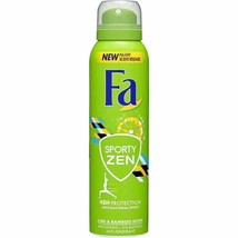 Fa SPORTY ZEN Lime &amp; Bamboo deodorant anti-perspirant spray 150ml-FREE S... - £7.35 GBP
