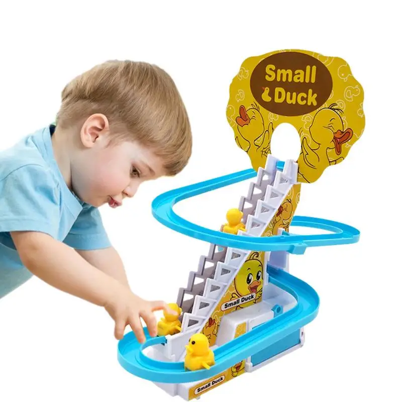 Little Duck Climbing Stairs Electric Duck Track Slide Toy LED Lights Music - £15.36 GBP+