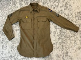 WW2 US Army Air Force Dress Uniform Top Shirt Button w Patch Ruptured Du... - $34.64