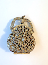 Vintage c1950 Art-Mode Functional Kiss Lock Handbag Pendant Filigree Open/Close - £10.57 GBP