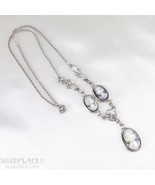 VINTAGE VAN DELL STERLING MOTHER OF PEARL CAMEO NECKLACE EUC - €81,63 EUR