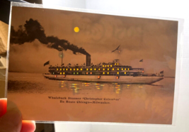 Hold-To-Light Postcard Whaleback Steamer &quot;Christopher Columbus&quot; Unused V... - £15.02 GBP